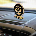 OM Idol for Car Dashboard Wooden Round Ram Parivar Murti Idol for Home Decor Pooja Room Office Study Table Showpiece