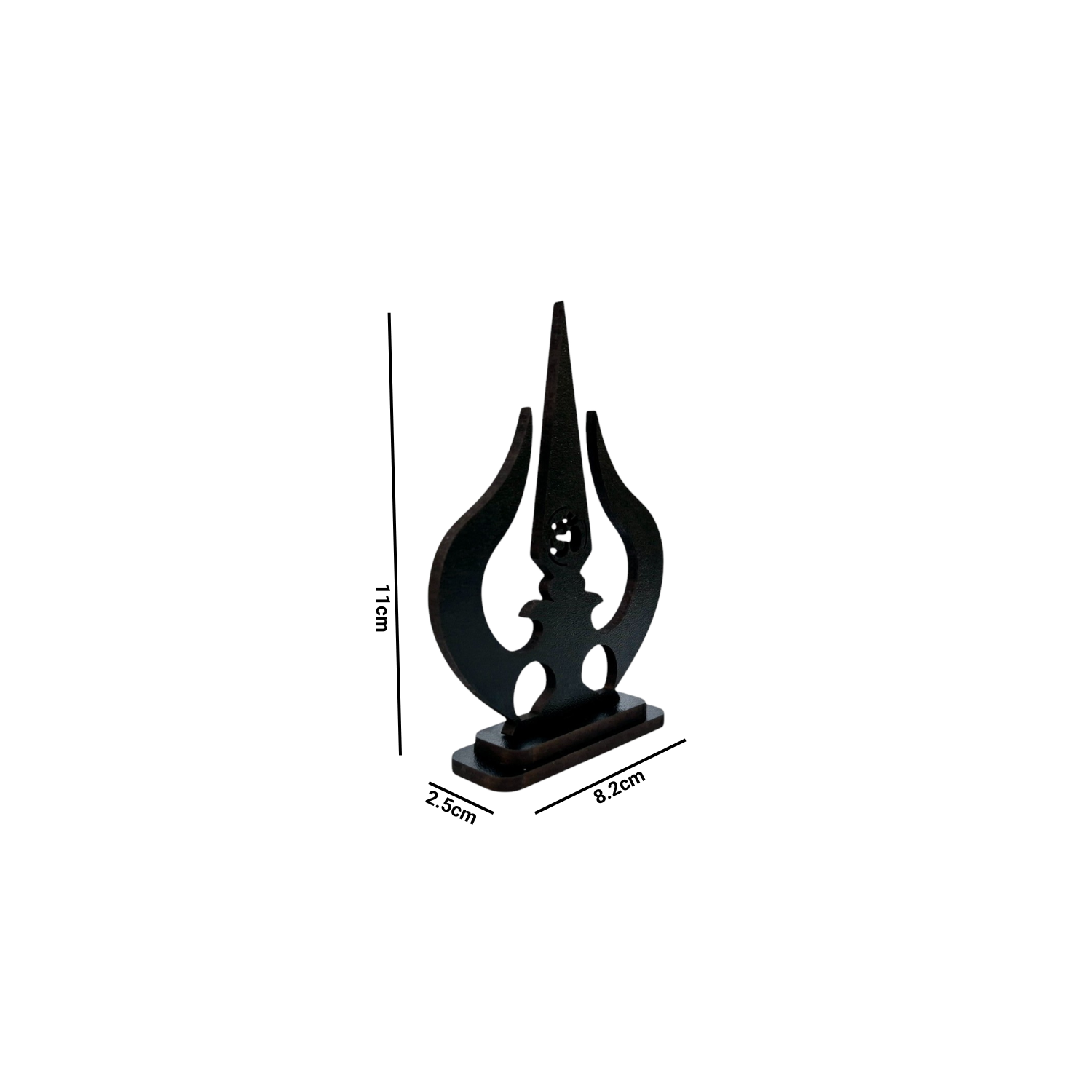 Trishul Idol for Car Dashboard Wooden Round Ram Parivar Murti Idol for Home Decor Pooja Room Office Study Table Showpiece