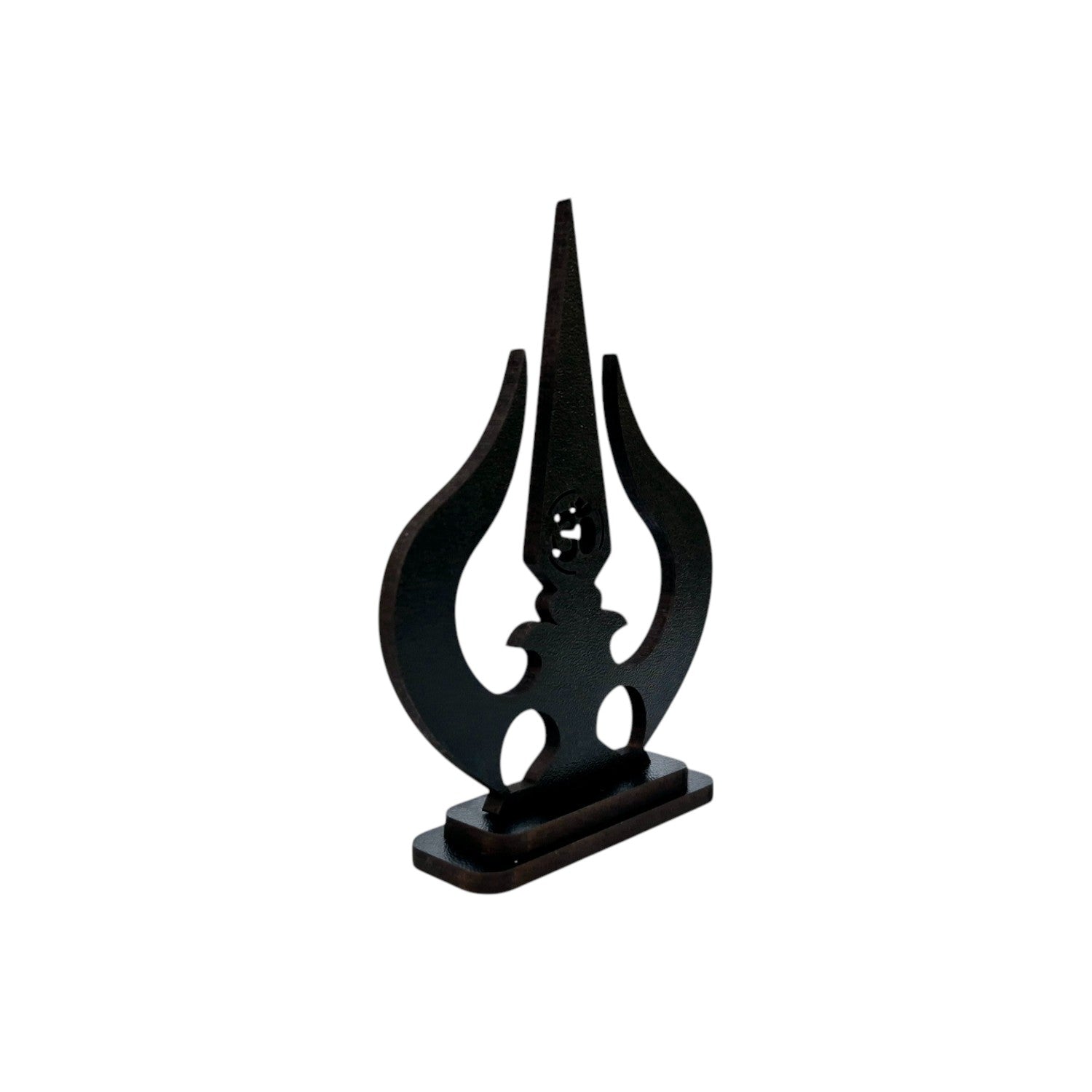 Trishul Idol for Car Dashboard Wooden Round Ram Parivar Murti Idol for Home Decor Pooja Room Office Study Table Showpiece