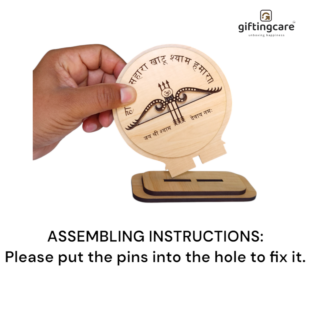 Khatu Shyam Ji Wooden Idol for Car Dashboard Home Decor Pooja Room Office Study Table Showpiece Gift Item (Circle Design)