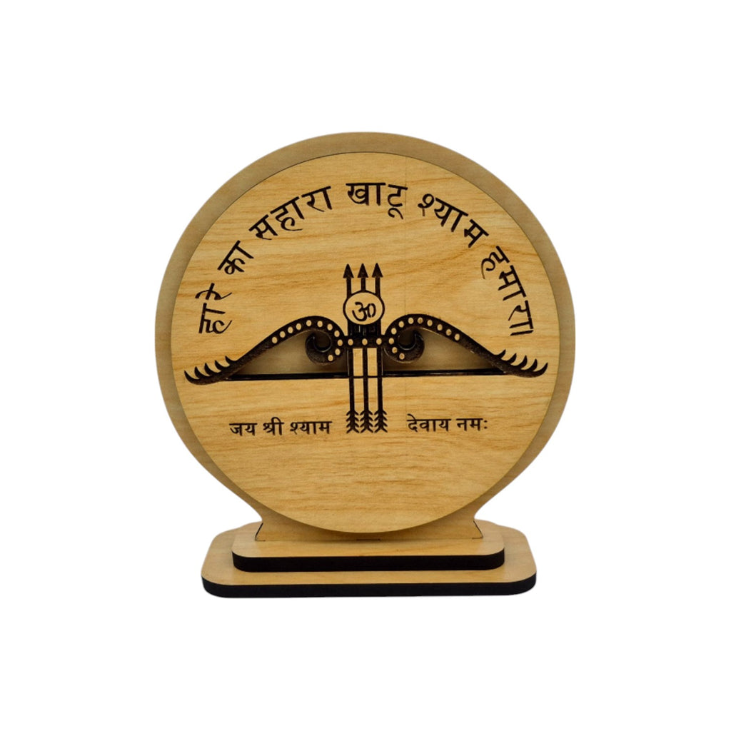 Khatu Shyam Ji Wooden Idol for Car Dashboard Home Decor Pooja Room Office Study Table Showpiece Gift Item (Circle Design)