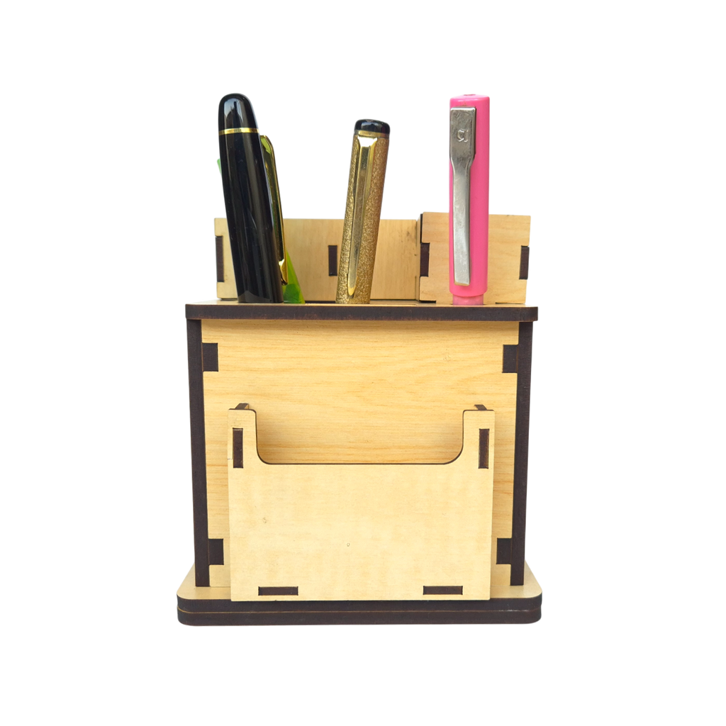 Home Miniature Desk Organizer with lifetime Calendar Penholder, Sticky note holder