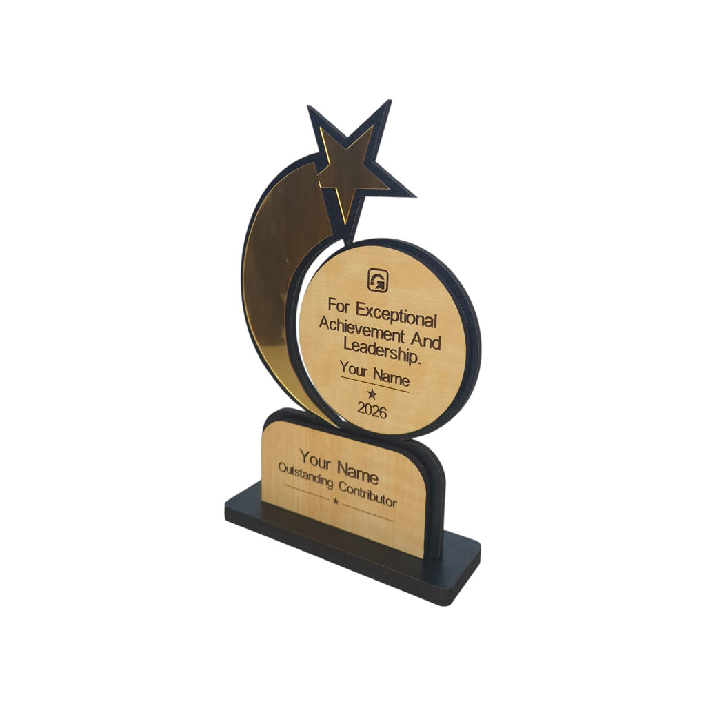 Personalized MDF Wooden Trophy for Corporate Events | Custom Logo & Text