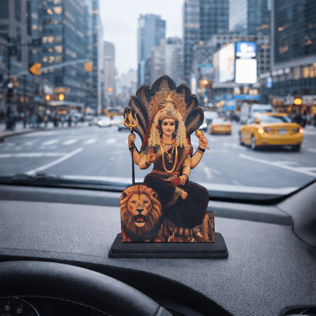 Durga MataJi Idol for Car, Home & Office | Lord Durga Showpiece suitable for Desk, Temple, Dashboard